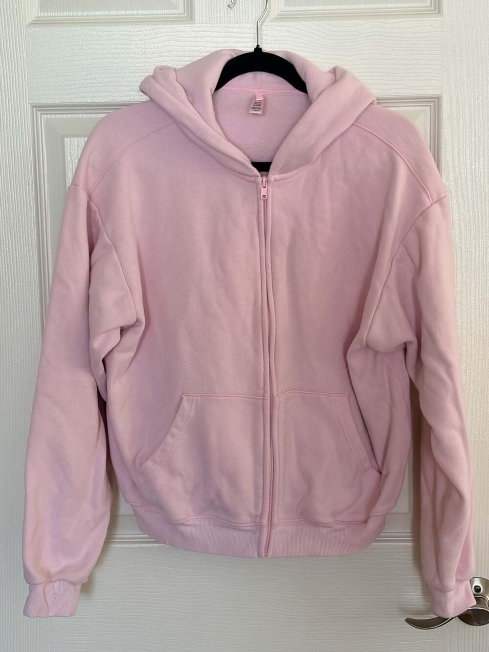SKIMS Cozy Sweatfleece Perfect Zip Hoodie in Light Pink Size Large